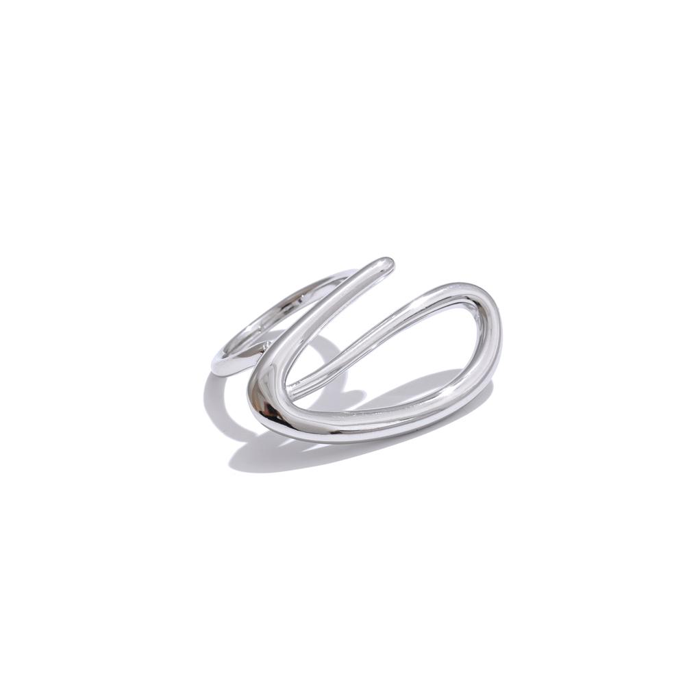 Yhpup Minimalistischer Edelstahl Herz Geometrisch Hohl Ring Glattes Metall Kreativer Charme Finger Schmuck Bijoux Femme