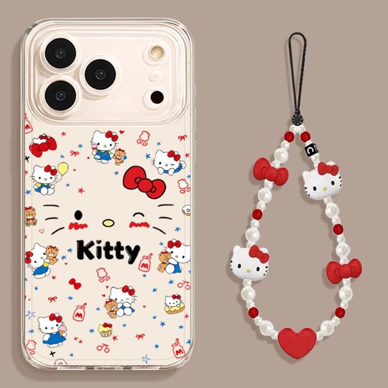 Hello Kitty Chain Transparent Case For Xiaomi Redmi Note 15 Pro 15C 5G 14C Note 14 13 12 Pro Plus 13C 12C A5 5G 4G INS Casing