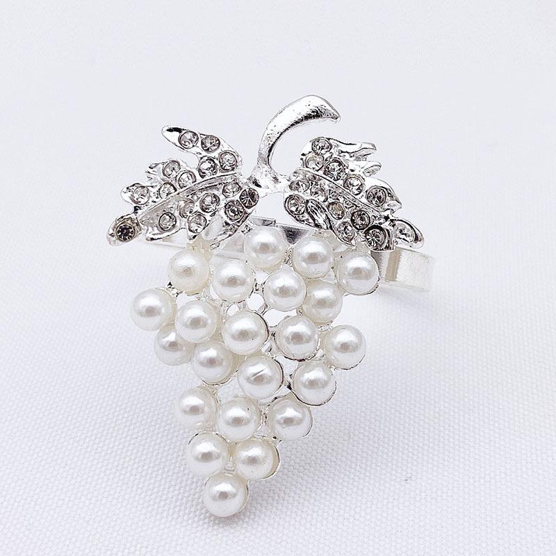 8pcs/lot Pearl Grape Napkin Ring Metal Napkin Button Cloth Napkin Ring Table Desktop Decoration