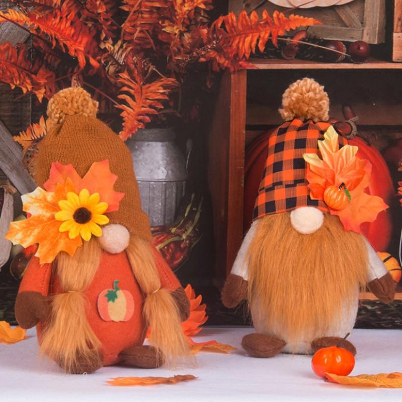Neu 2/1Stk. Herbst Wichtel Herbst Wichtel Kürbis Ahornblatt Zwerg Erntedankgeschenk Weihnachtsdeko Herbstschmuck Heimdekorationen