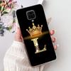 Clear Cover For Xiaomi Redmi Note 9s Case Fashion Luxury A-Z Letters Crown Soft TPU Phone Case M2003J6A1G