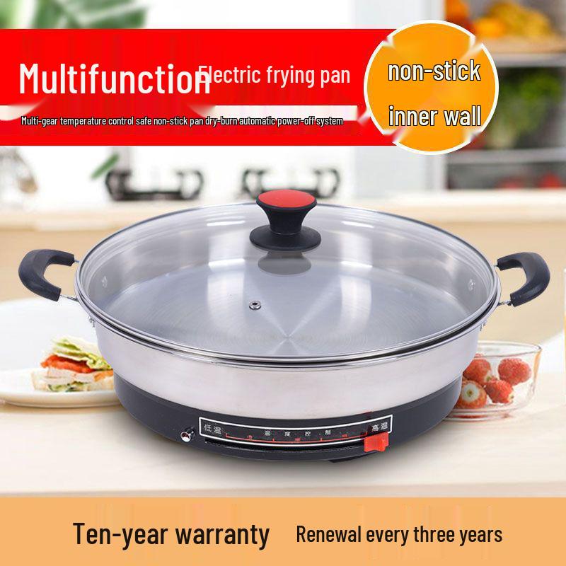 Multi-functional Non-stick Stainless Steel Electric Pancake Pan with Deepened Flat Bottom for Frying and Baking