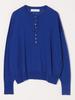 Caranciel Henley Neck Knit Hand One Size Women's Silk-Blend Pullover, Washable, Blue, 616000002,