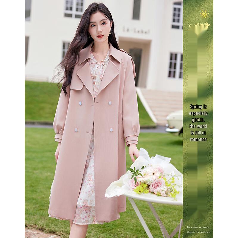 

Women s Elegant Mid-Length Trench Coat L