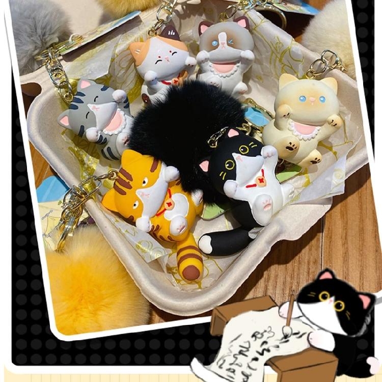 Practical Plush Cats Shape Keychain Soft Bag Hanging Pendant Plush Texture Creative Present for Children Adults Souvenir