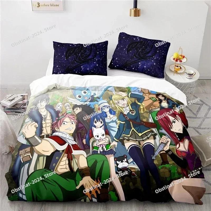 3D Home Textile Fairy Tail Bedding Set Printed single Comforter Quilt Bed Cover Duvet Cover Pillow Case 3 Pieces Kids Adult Size