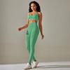 New European and American Seamless Back Cross Shoulder Straps Sports Vest Bra Set Running Fitness Yoga Pants