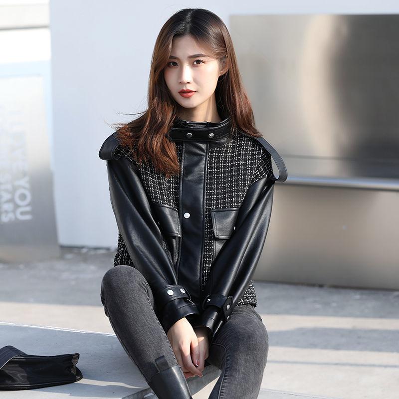 

Короткая куртка для женщин Arrival, универсальная кожаная куртка осень-зима, мотоциклетная куртка в гонконгском стиле XXL чёрный