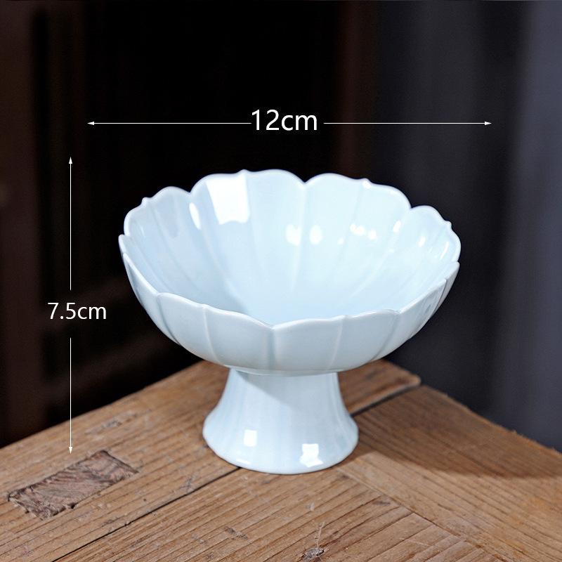 Ceramic High-Foot Snack and Dim Sum Plate for Tea or Fruit