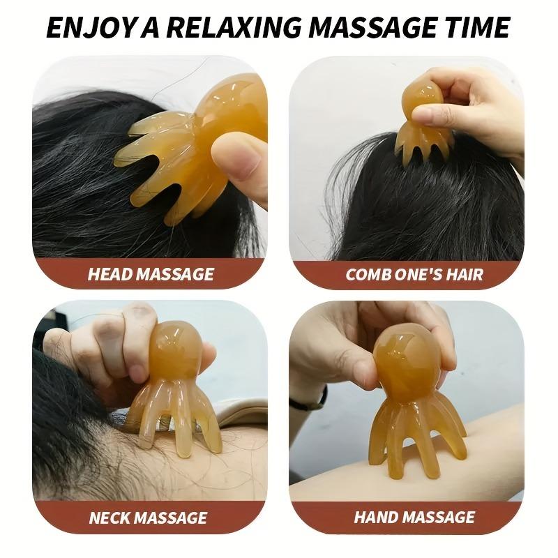 1 handheld octopus wide tooth massage comb, octopus head massager, must-have portable manual head relaxation massager