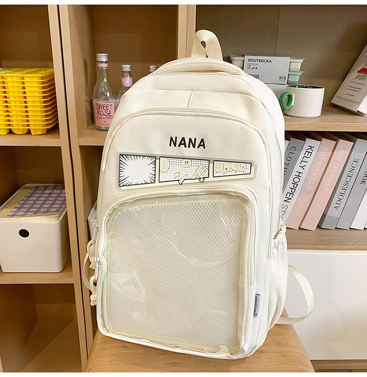 School Bag New School Bag Female Korean Version Ins Wind Two-dimensional Transparent Bar Pain Bag Multi-compartment Middle and High School Student
