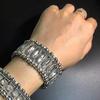 Double Row Wide Bangle Elastic Cuff Bracelet Trendy Rhinestone Bracelets  For Women