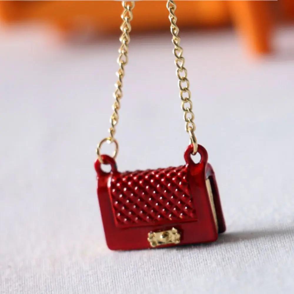 Fashion Miniature Bag For Doll Clothes  Accessories Chain Handbag Lady Leather Bag Purse Accessories Dollhouse Girls Gift Toys