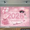 Arazzo Rosa Onirico per Laurea Sfondo con Numero Scintillante da Appendere alla Parete Decorazione per Feste Indoor Outdoor