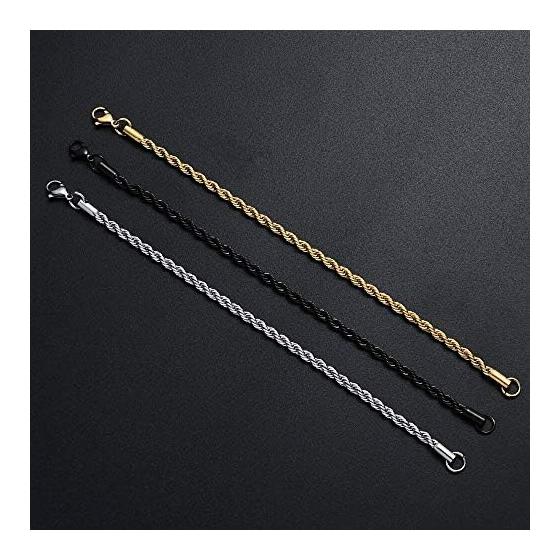 LUXSTAR Bracelet Twist Chain Thin Metal Hypoallergenic Stainless Steel Men's Women's