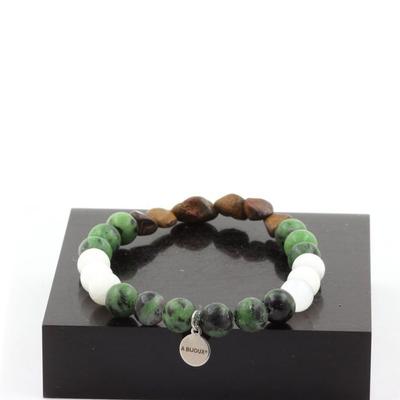 Stones and Minerals. Australian Boulder Opal Bracelet + Australian Epidote Beads + Made In France.