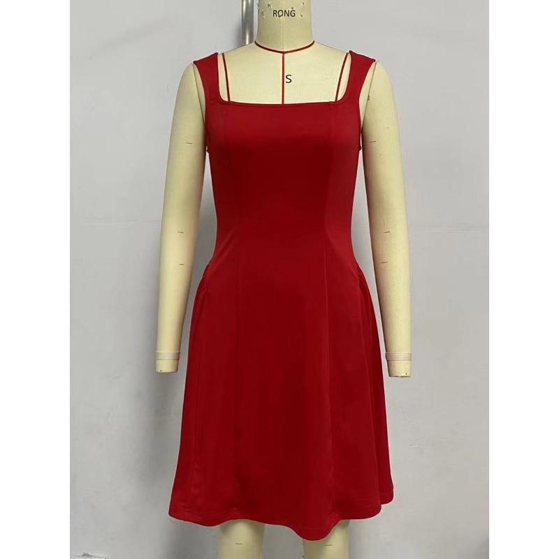 Solid-colored Slim-fitting Dresses Backless Sleeveless Camisole Women's Dresses