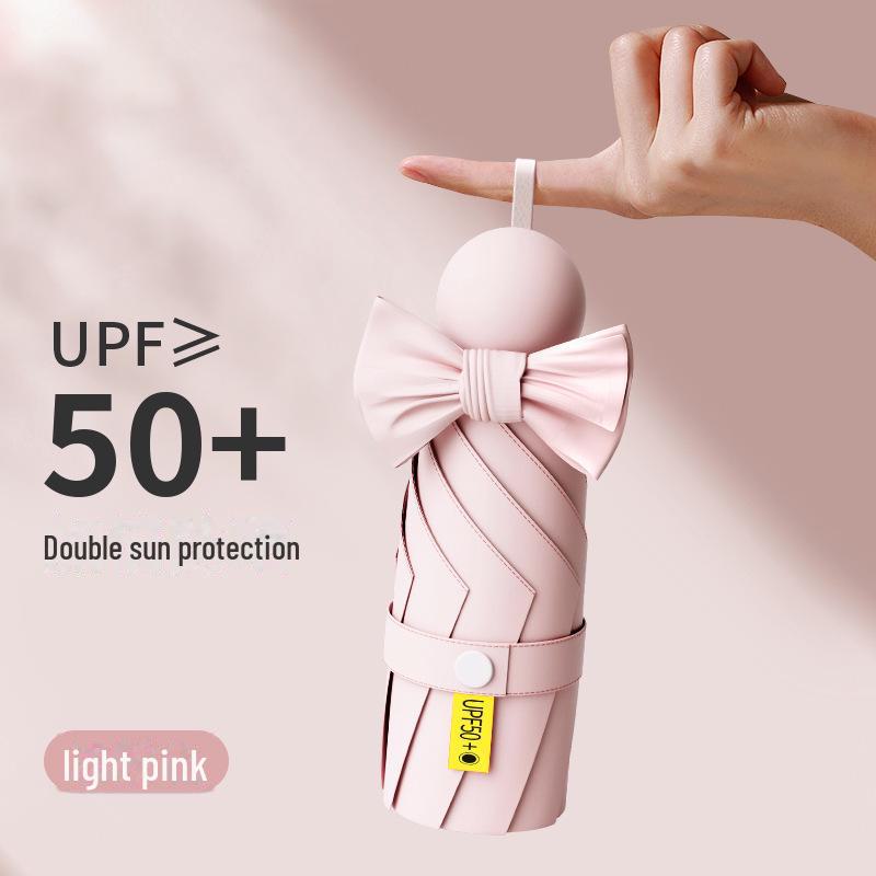 Compact Capsule Umbrella: 50% Foldable, Portable, Pocket-Size for Sunny and Rainy Days