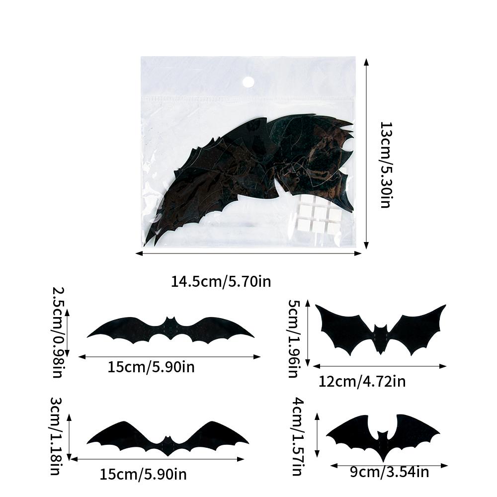 12/24pcs Gothic Black Skull/Butterfly/Bat Stickers DIY Halloween Wall Decoration 3D Butterfly Stickers Wall Decals Home Decor