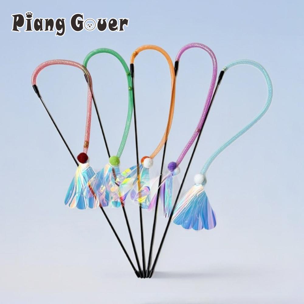

Interactive Wand Colorful Elastic Mesh Tube Cat Toy Teaser Stick Pet Toy