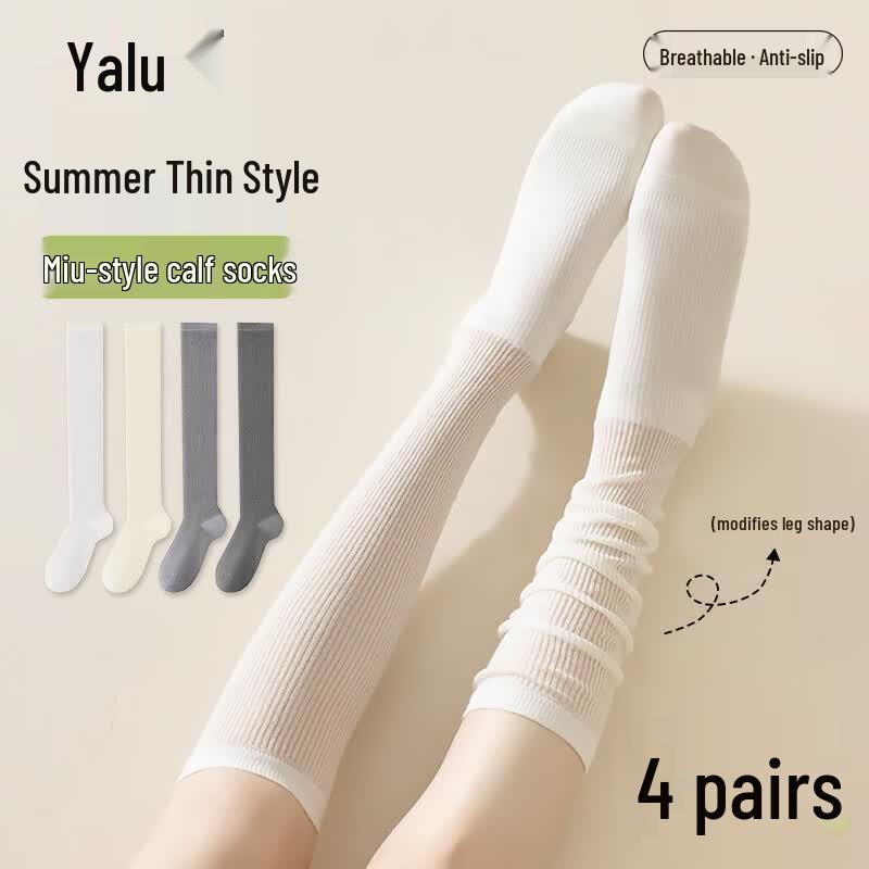 Yalu Women s Spring/Summer Hollow Long Socks (4 Pairs)