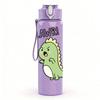 1PC Little Green Dinosaur Baby Cartoon Print 750ml Color Plastic Sports Water Bottle Leakproof Flip Straw Lid Suitable for Sports Office Home Use