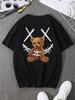 Cute Bear Men Women Unisex Cotton T-shirt Luxury Brand Big Size Top Casual Short Sleeve Streetwear Classic Back Print Tee S-4XL