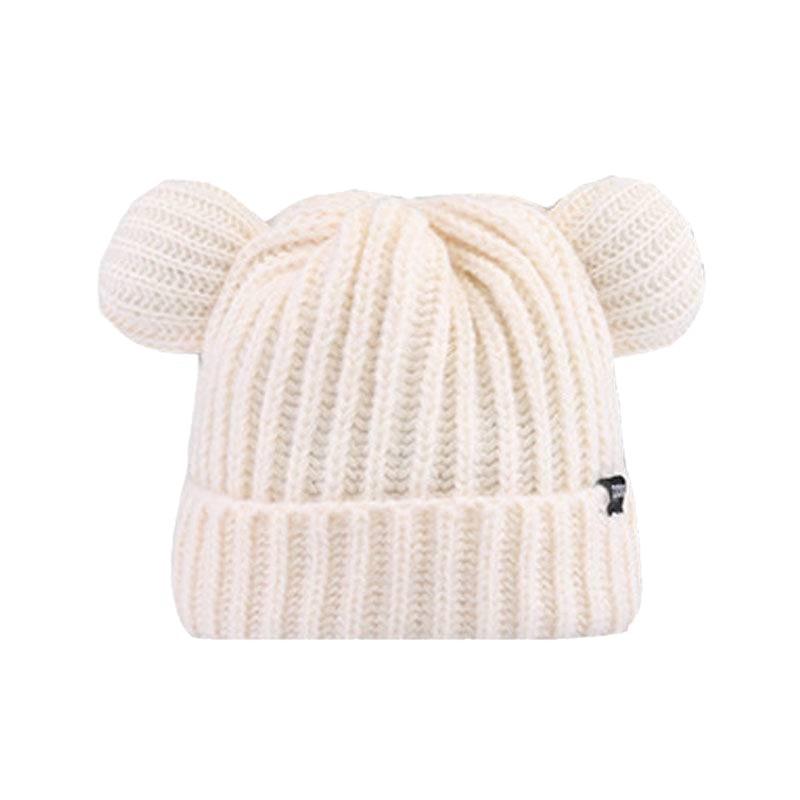 Hat Women's Winter Wool Hat Thickened Knitted Hat Versatile Face Small Ear Protector Cute Bear Hat