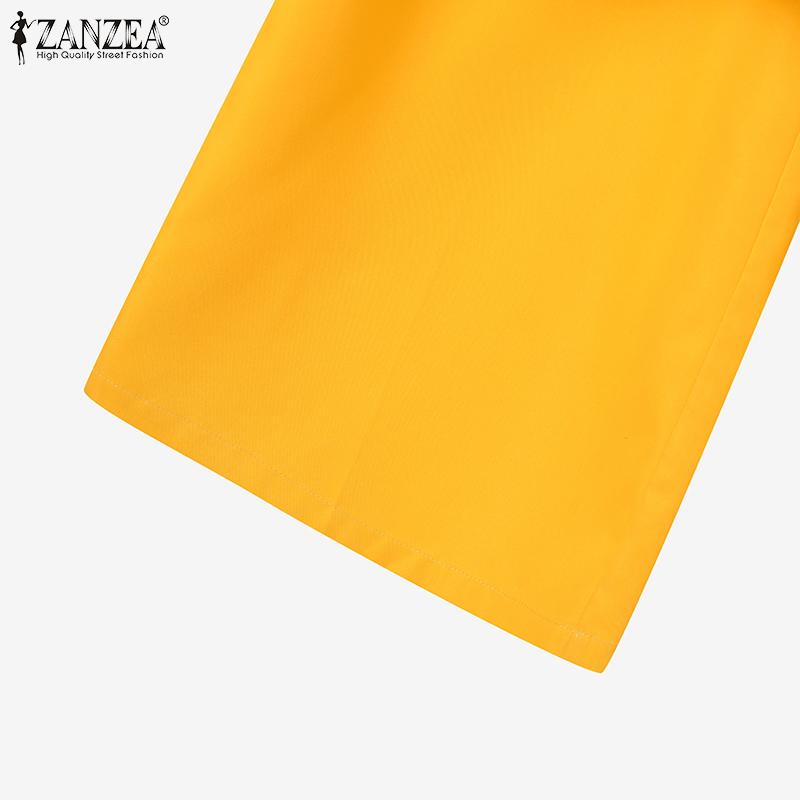 ZANZEA Two Piece Sets Women Long Sleeve Shirt Tops And Long Pants Wide Leg Trousers Casual Loose Suits Plus Size