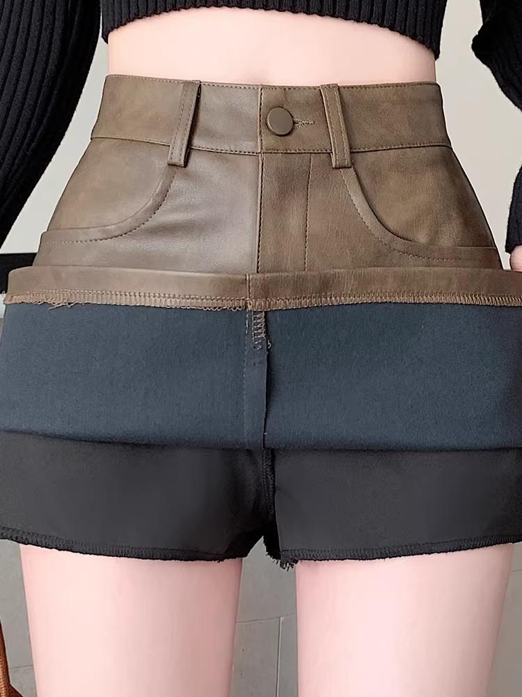 Retro Black Hot Girl PU Leather High Waist A-line Mini Skirt - 2026 Anti-Exposure Hip Hugging Short Skirt for Women