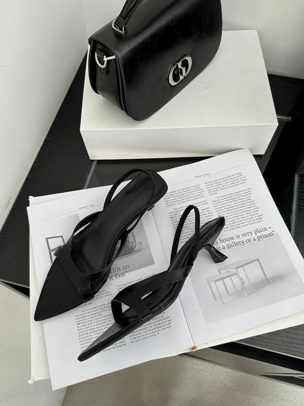 Fashion Retro Woman Shoes Female Sandal 2025 Summer High Heels Original Girls Outside Comfort High-heeled Low Stiletto New Fur Slipper S