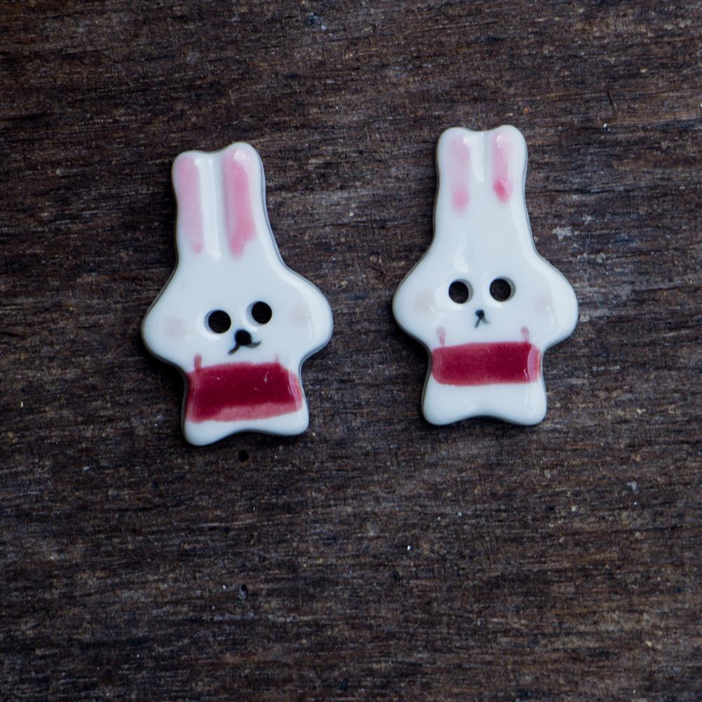 UK Handmade High-End Cute Rabbit Ceramic Buttons for DIY Windbreaker