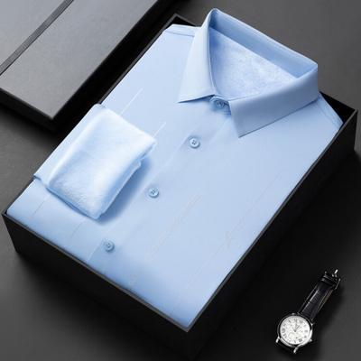 Camisa Estampada Masculina Tudo-em-um Veludo Espessada Camisa Manga Longa Casual Antirrugas Sem Costura Polegada Camisa Tendência