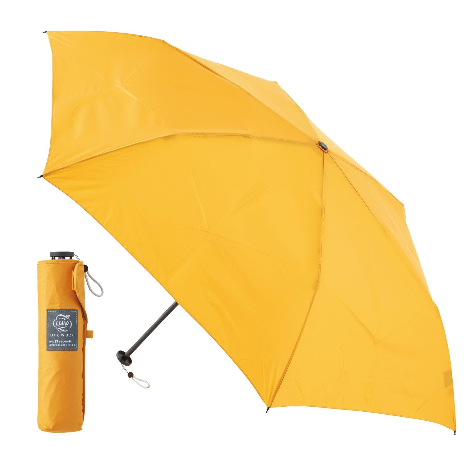 

urawaza slim Складной зонт, складывающийся в 3 раза, форма UraWaza, Легко открывается и Водоотталкивающий, Защита от дождя и УФ-лучей 50 см, Складной, Легко складывается в Канарейку (УраВаза) Зонтик,