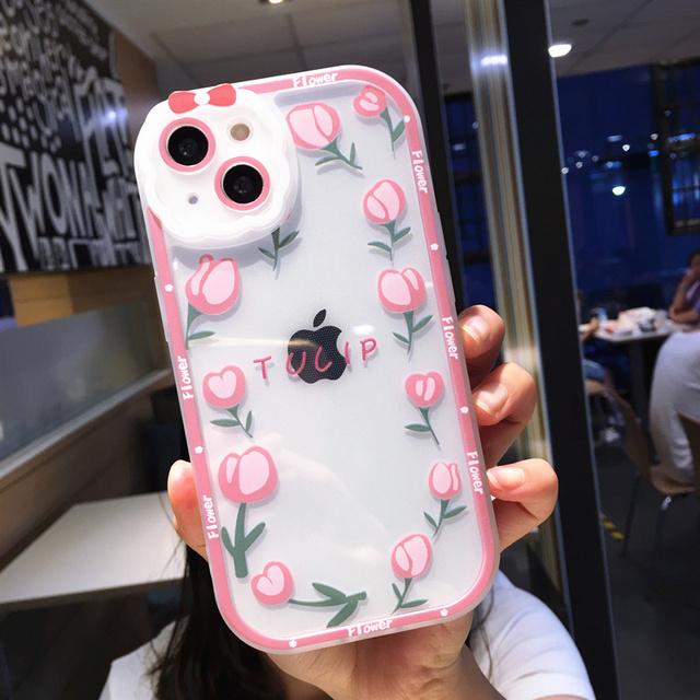 Cute Cartoon Flower Fruit Phone Case For Iphone 14 13 11 12 Pro Max Xs Max Xr X Xs 14pro Clear Shockproof Bumper Soft Back Cover