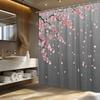 Beautiful Falling Petals Shower Curtain Pink Sakura Flower Tree Print Waterproof Mildew Resistant Bathroom Decor Curtain Set