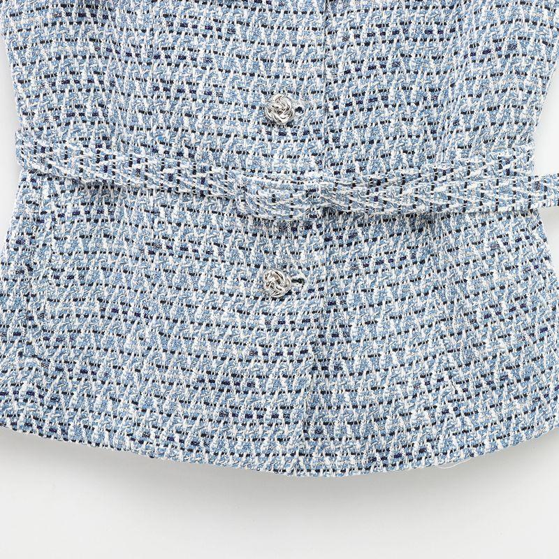 Jnleaog Spring New Arrival Women's Clothing Fashion Style French Style with Belt Metallic Thread Texture Vest 2132116