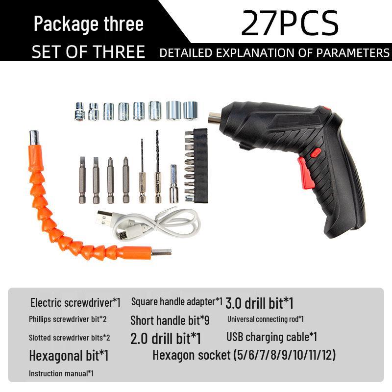 Rechargeable Mini Electric Screwdriver & Hand Drill Set - Multifunctional, Deformable, Lithium Battery-Powered for Household Use