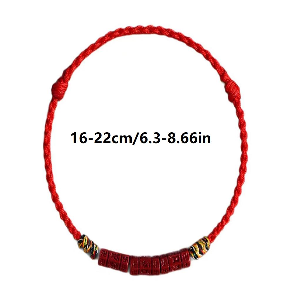 Lucky Traditional Feng Shui Destiny Red Thread Bracelet for Women Man Luck Buddhist Carved Bead Amulet Protection Jewelry