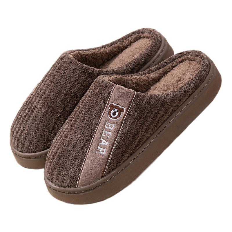New thermal cotton slippers EVA thick-soled non-slip for home use, velvet autumn and winter foot-warming slippers