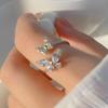 Caoshi Statement Women Butterfly Rings Copper Color Dazzling Crystal Cz Adjustable Opening Rings Fashion Versatile Gifts Jewelry