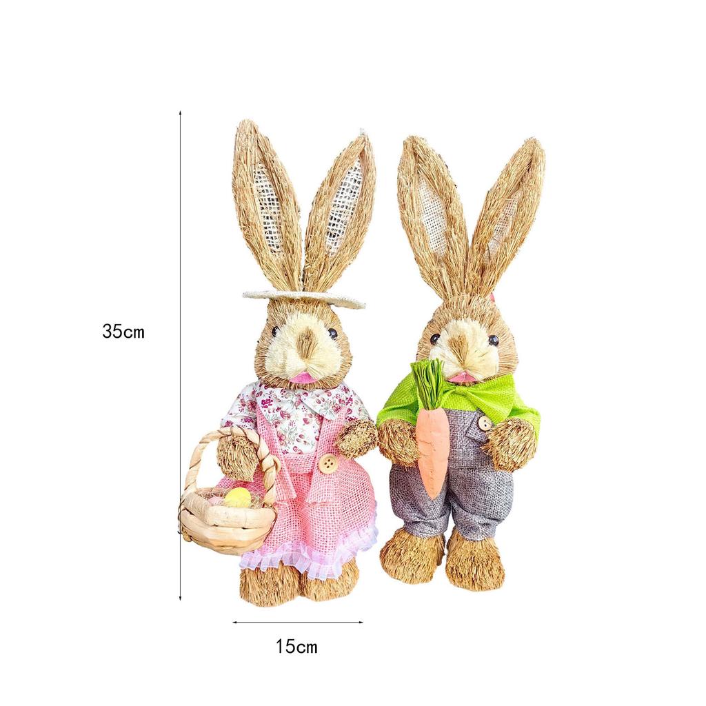 2x Rabbit Sculptures Easter Gifts Bunny Figurines for Indoors Room Bookshelf 35CM