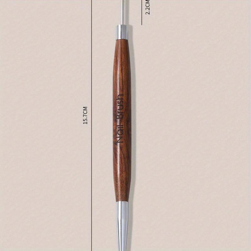 1Pc Wood Handle Double Head Nail Mixing Gel Pen, Silicone Nail Carving Pen, Soft Rubber Tip for Powder Application