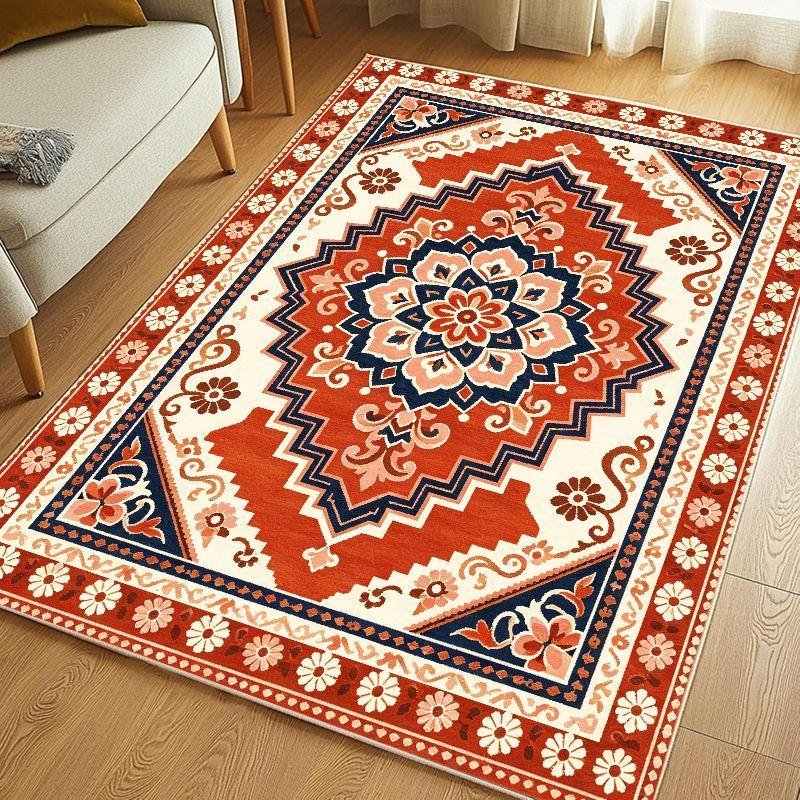 Retro Bohemian Geometric Kilim Area Rug Soft Non Slip Washable Floor Carpet for Living Room Bedroom Study Home Decor