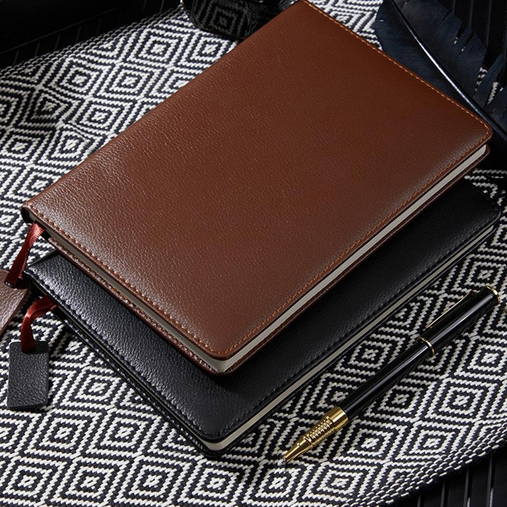 A5 genuine leather notebook, business meeting record book, student diary, notepad, handbook, 100 sheets 200 pages