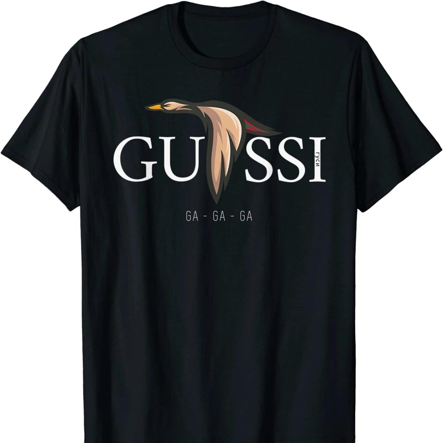 Gussi Goose Russia Russian Gift T Shirt New 100% Cotton Short Sleeve O-Neck T-shirt Casual Mens Top S чёрный