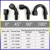 2Pcs Push-on Hose End Fittings AN4 AN6 AN8 AN10 AN12 Fuel Oil Cooler Hose Fitting 0 45 90 180 Degree Reusable Connection Adapter