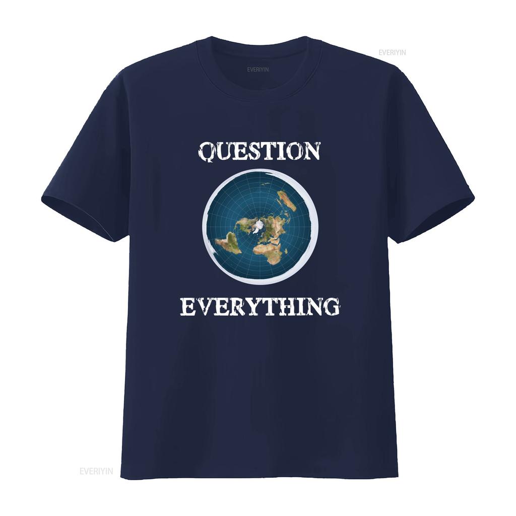 Streetwear Flat Earth Map Question Everything Slogan Print Casual T Shirt vintage Unisex designer clothes fashion Soft