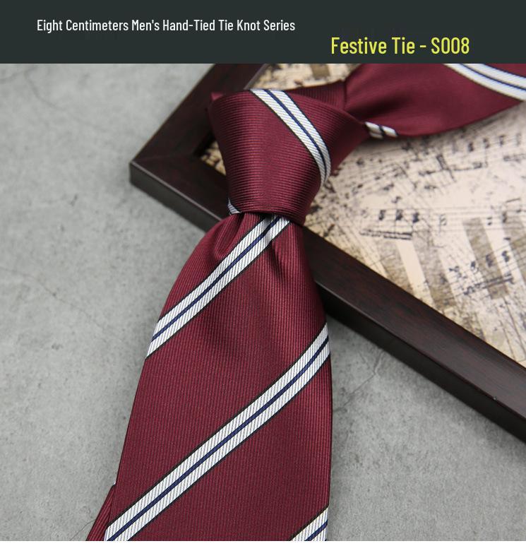Men's Formal Wine Red Wedding Tie - 8CM Hand-Tied Groom Suit Accessory
