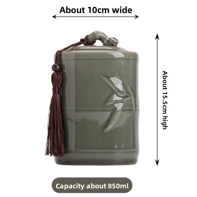Chinese Tea Jar Ceramic Jar Sealed Jar Black Tea Green Tea Longjing White Tea Biluochun Universal